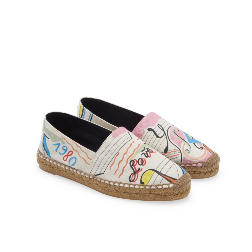 New Authentic Saint Laurent Perseo Canvas Signature Espadrilles